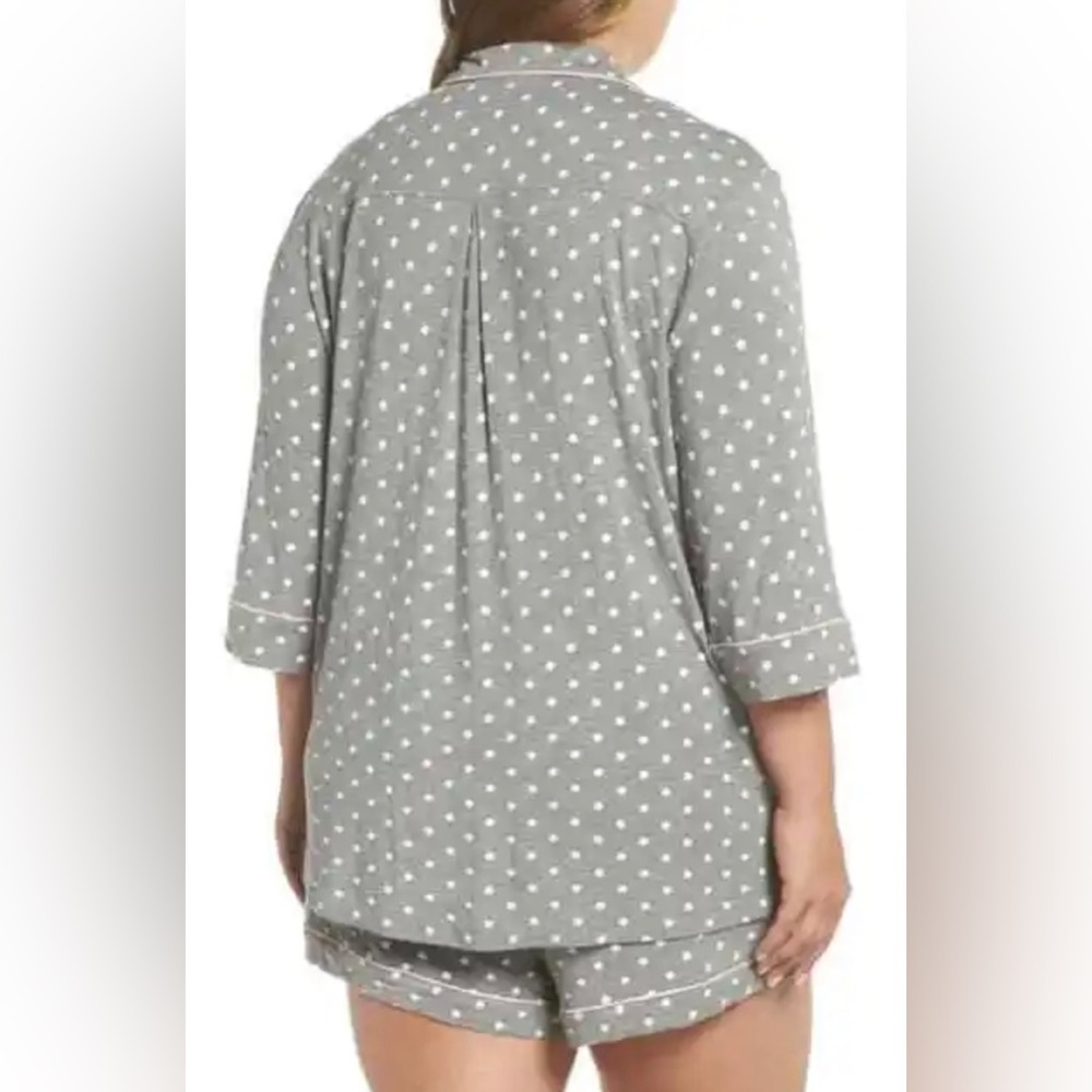 Pj SALVAGE Modal Three-Quarter Sleeve Short Grey Polka Dot Pajamas Plus Size 3X - Picture 5 of 6